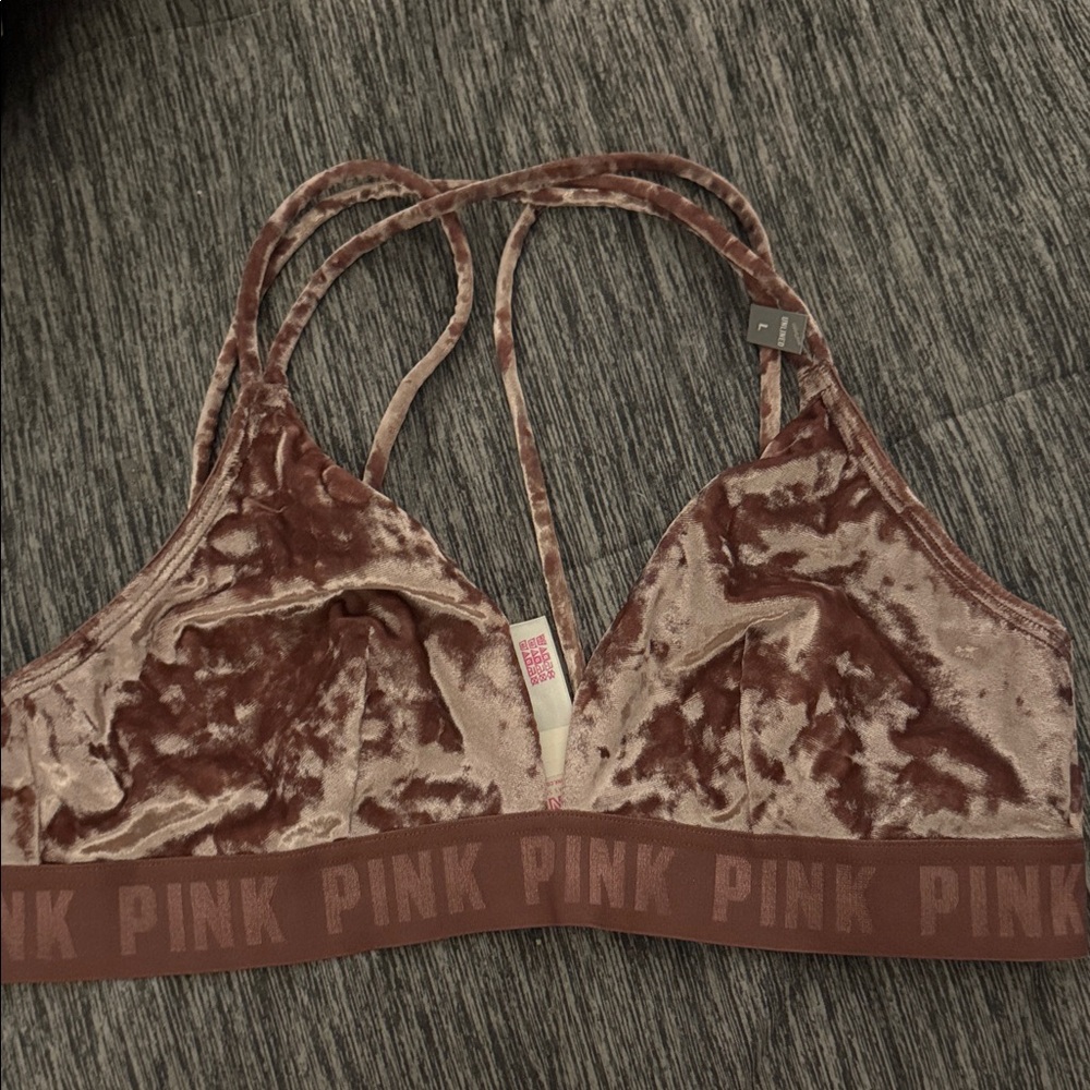 PINK Victoria's Secret Crushed Velvet Bralette in Mauve Brown